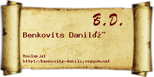 Benkovits Daniló névjegykártya